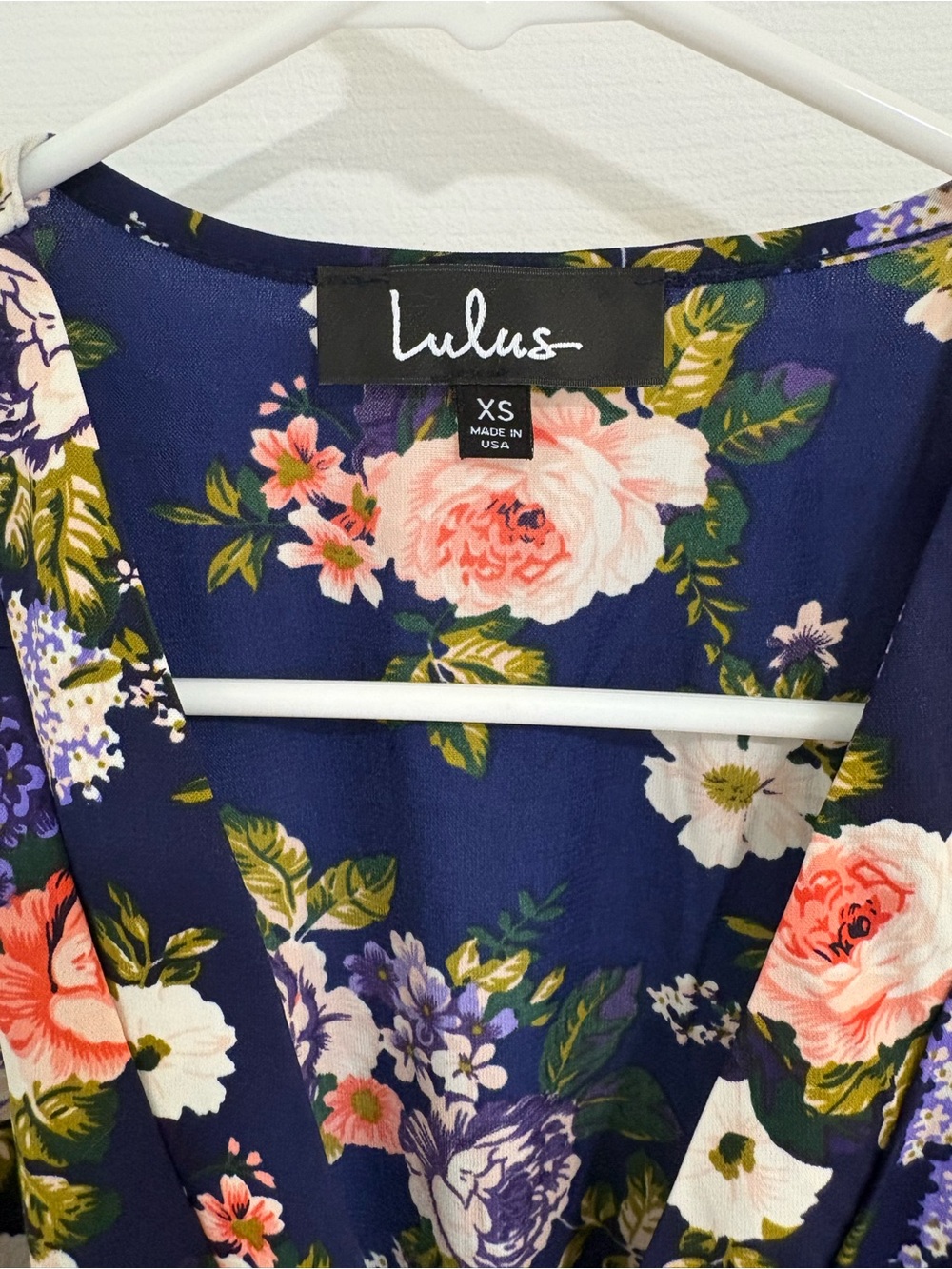Lulu's Navy Floral That’s A Wrap Mini Dress - Size XS - Picture 3 of 5